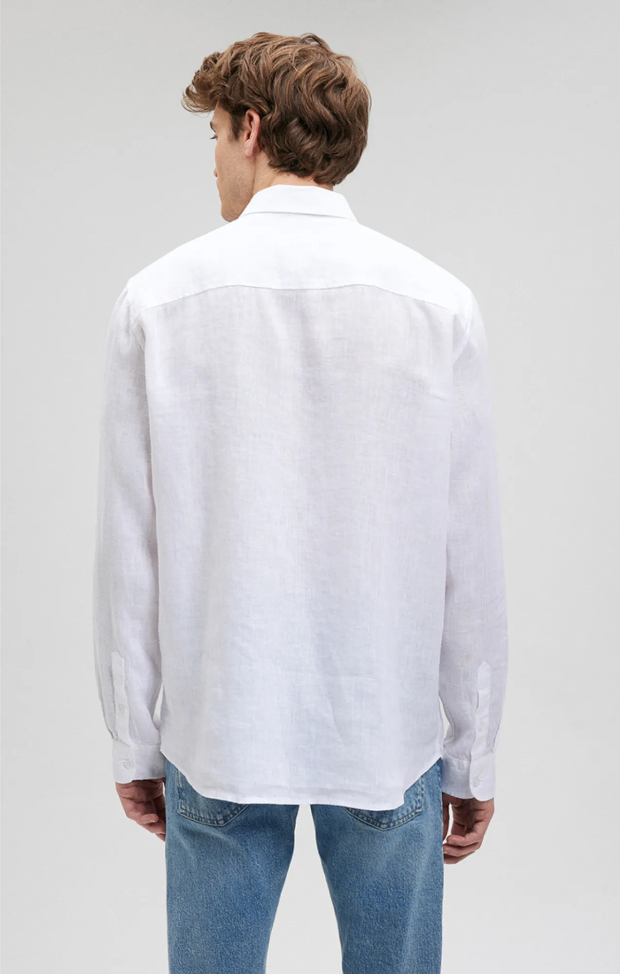 LINEN BUTTON-UP SHIRT IN WHITE