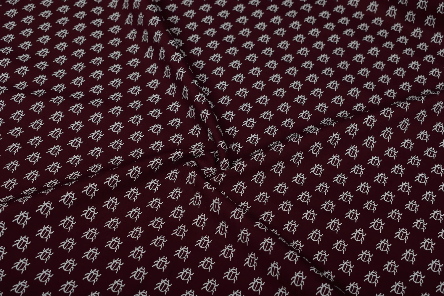 Maroon Printed Cotton Poplin Fabric