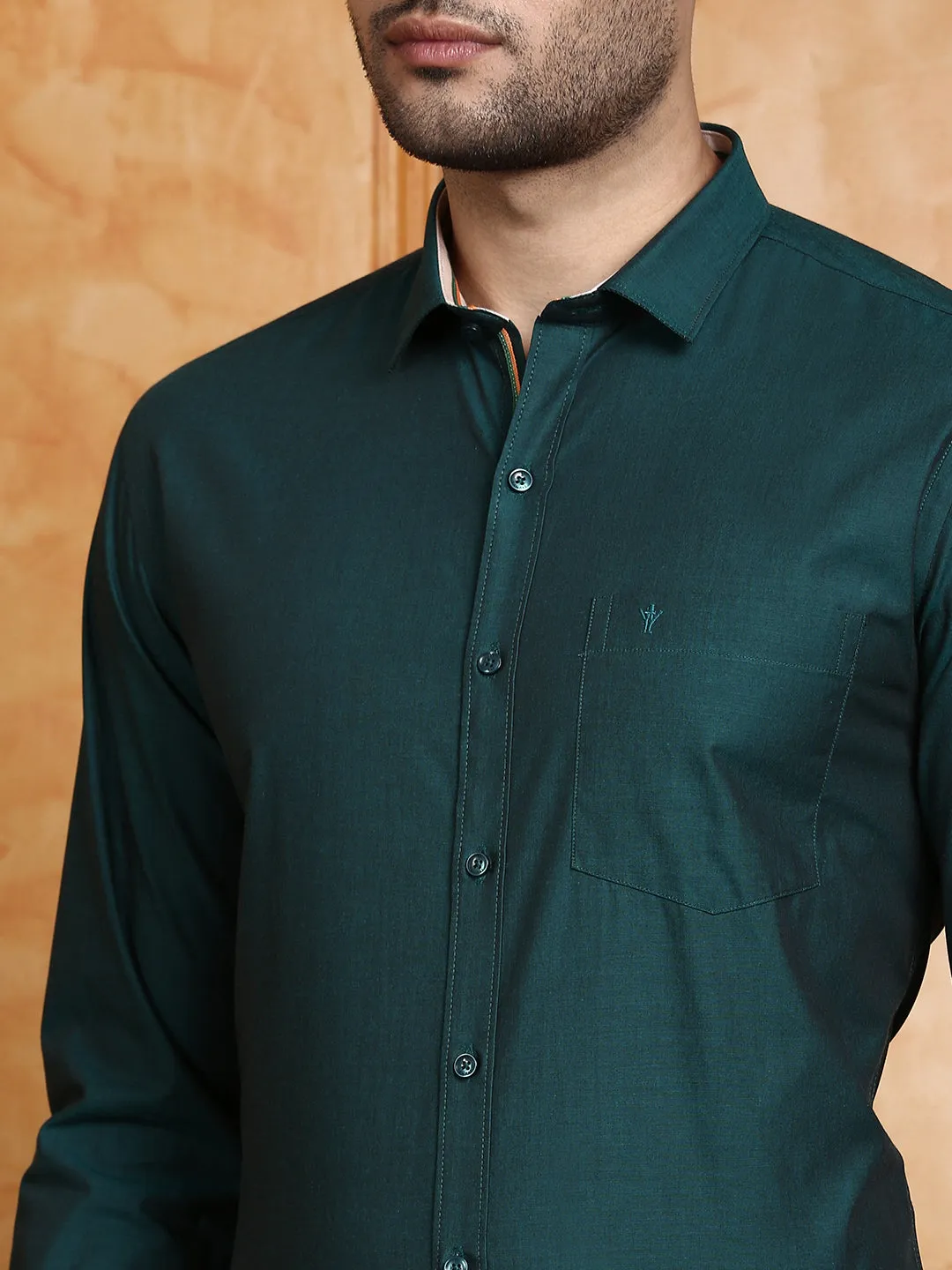 Men 100% Cotton Shirt Dark Green G116