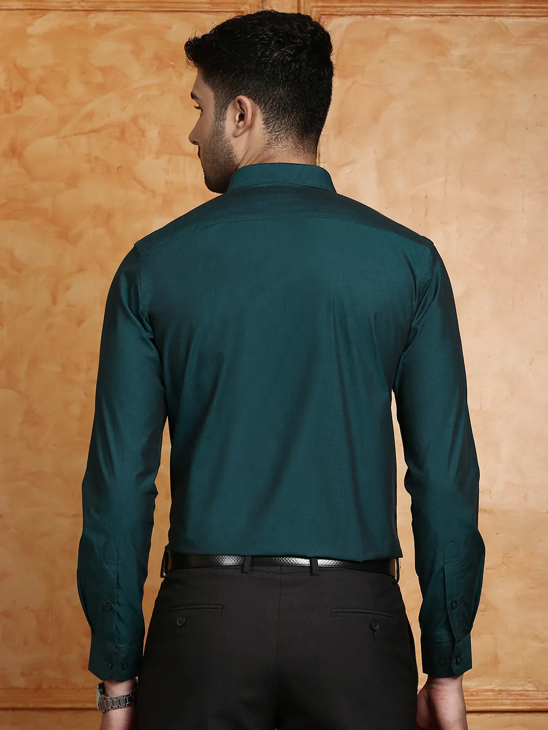 Men 100% Cotton Shirt Dark Green G116