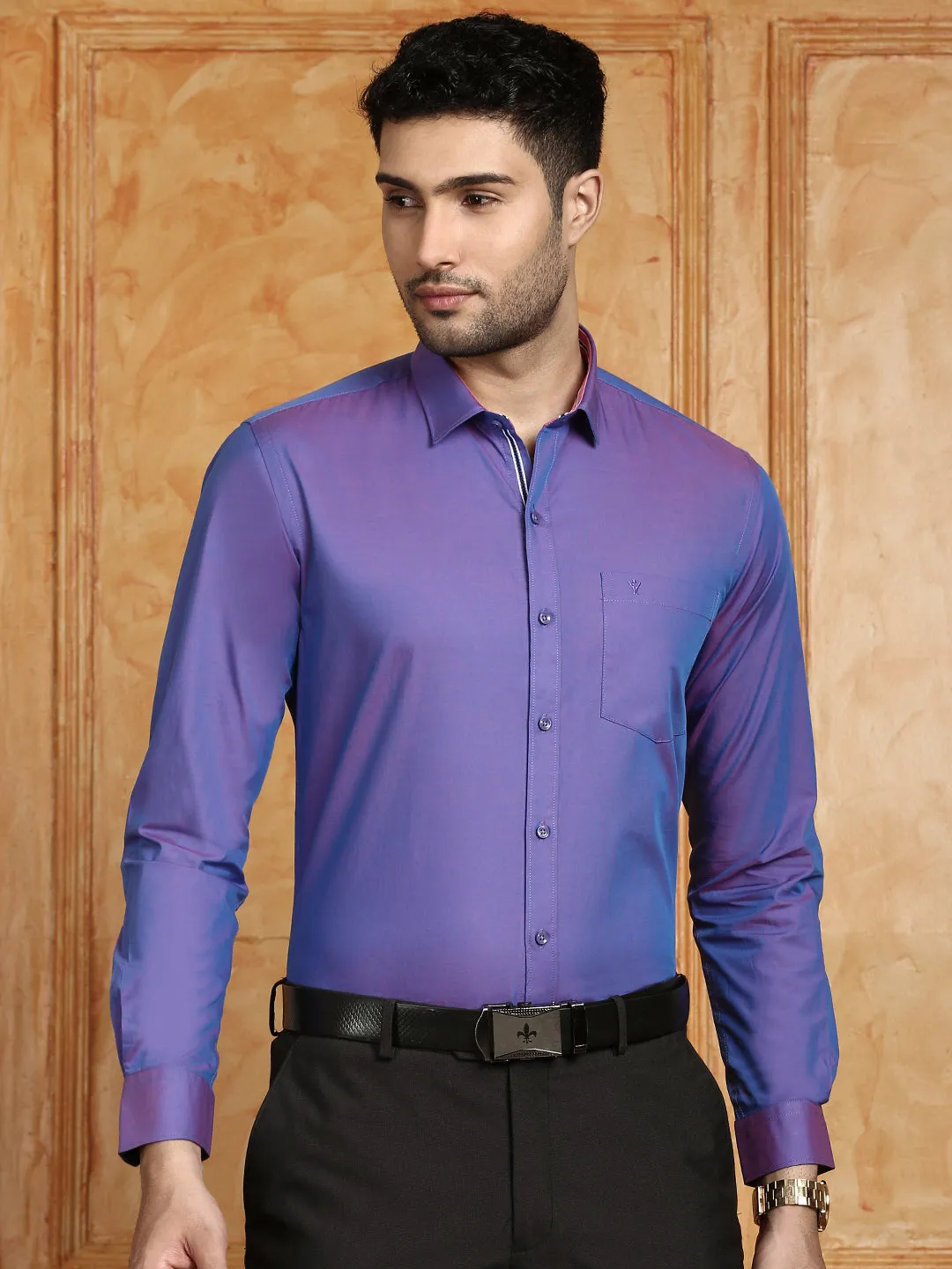 Men 100% Cotton Shirt Violet G104