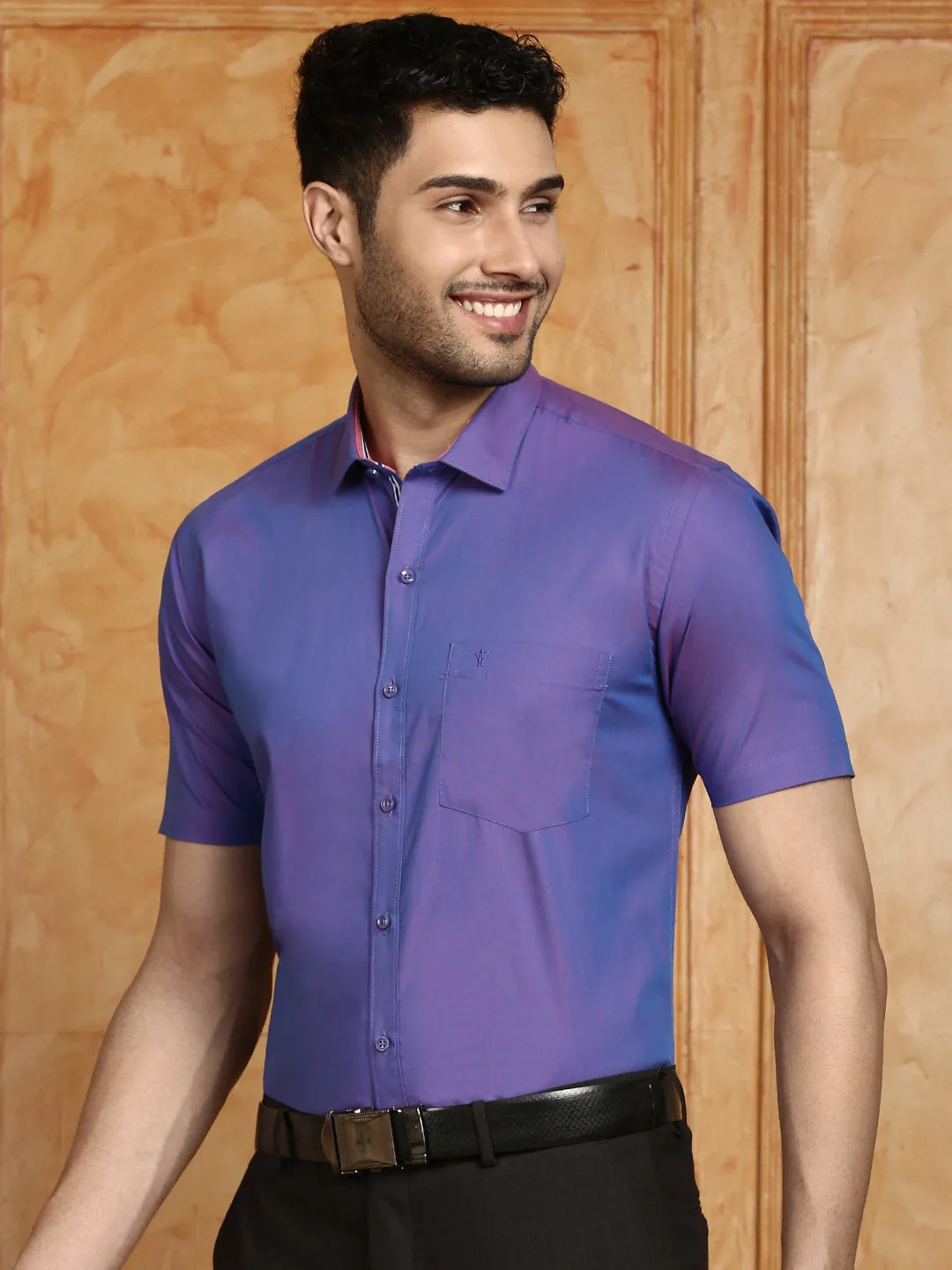 Men 100% Cotton Shirt Violet G104