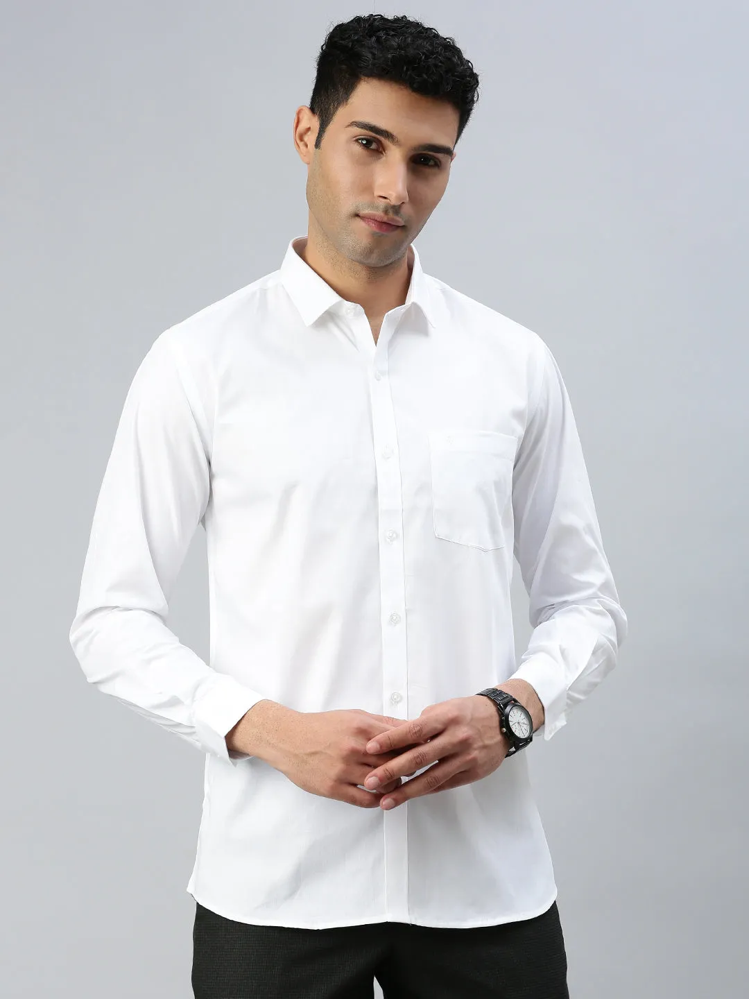 Men 100% Cotton White Shirt Global