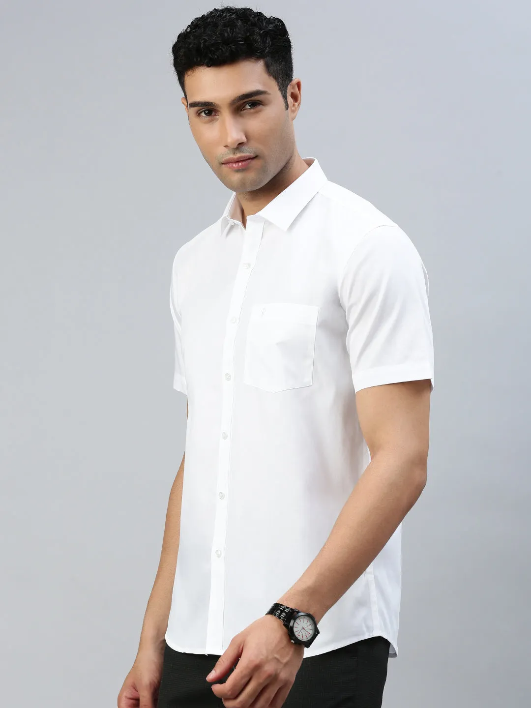 Men 100% Cotton White Shirt Global