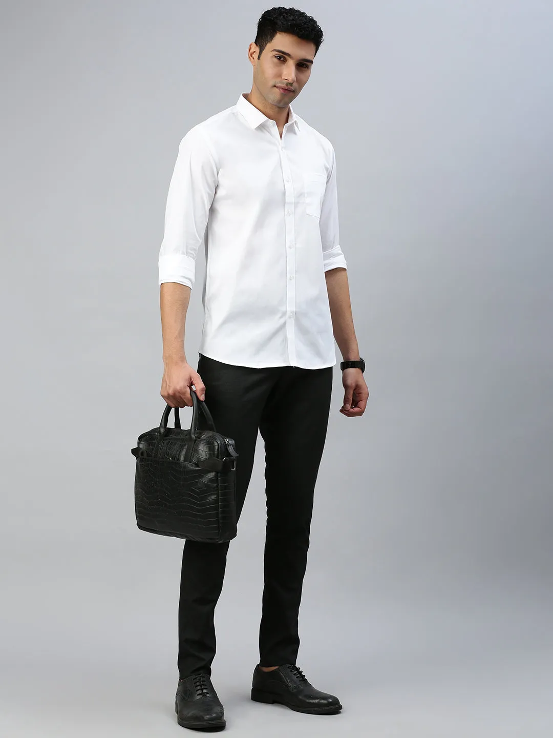 Men 100% Cotton White Shirt Global