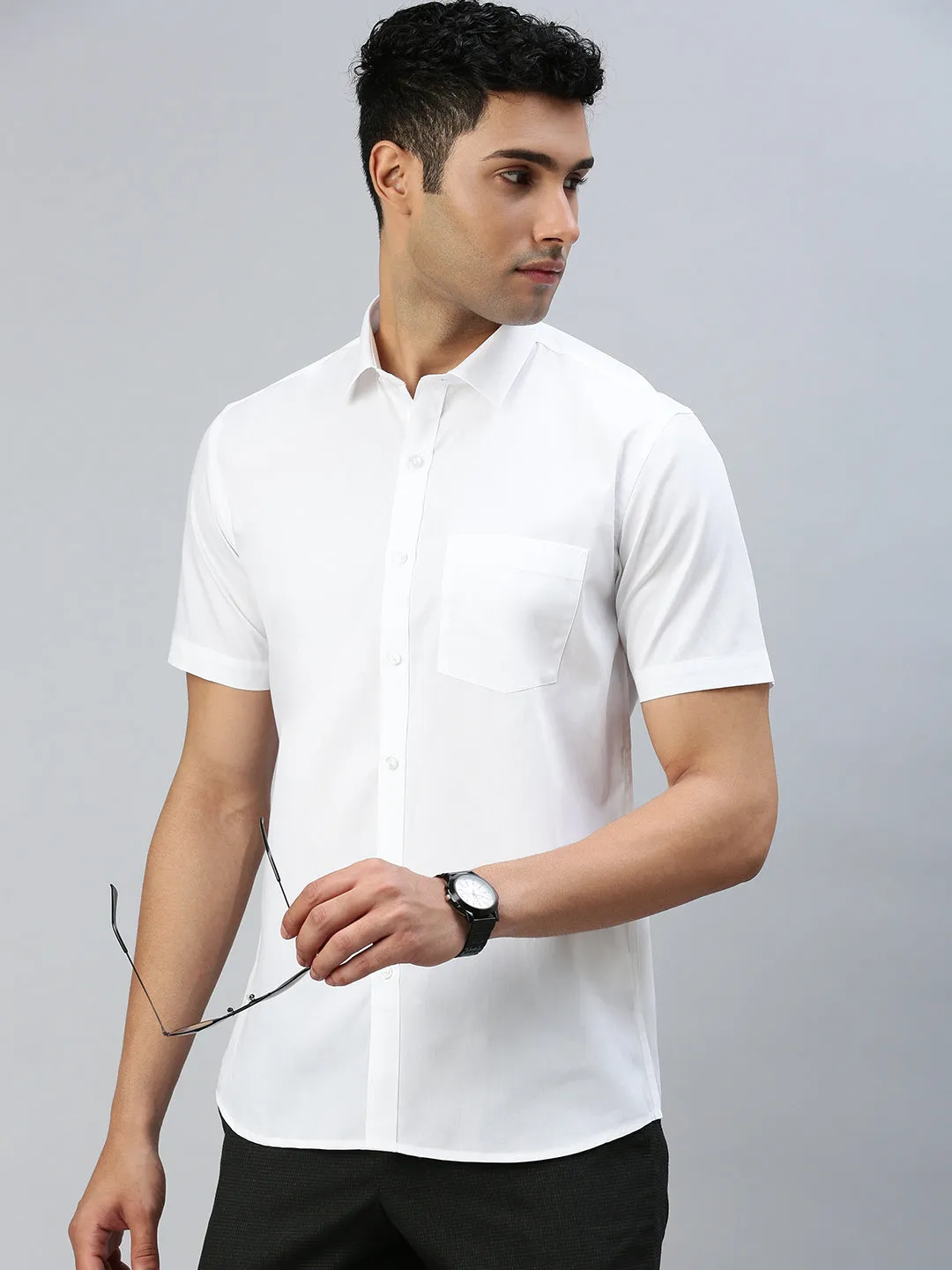 Men 100% Cotton White Shirt Global