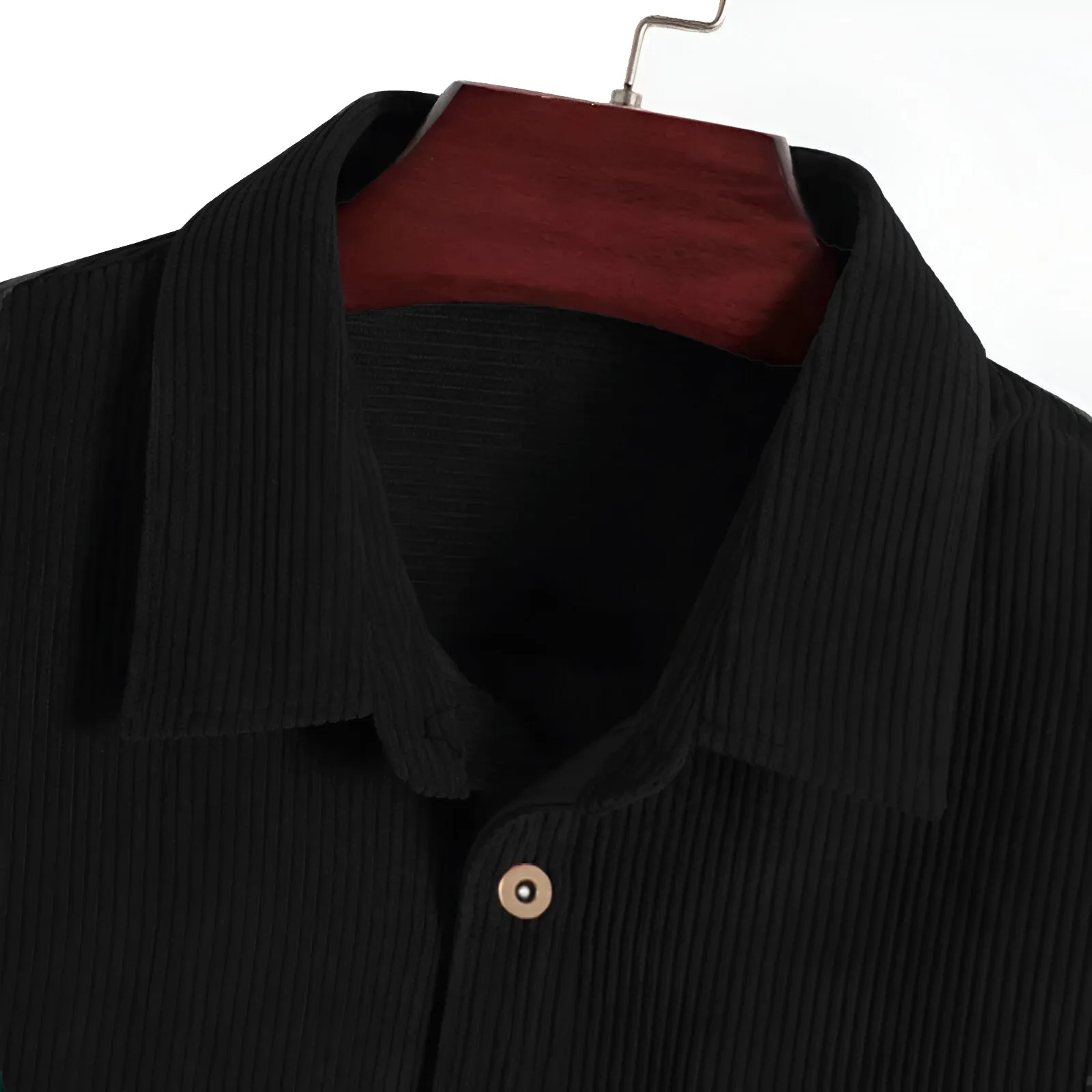 Men's Corduroy Cotton Regular fit Casual Shirt - Black