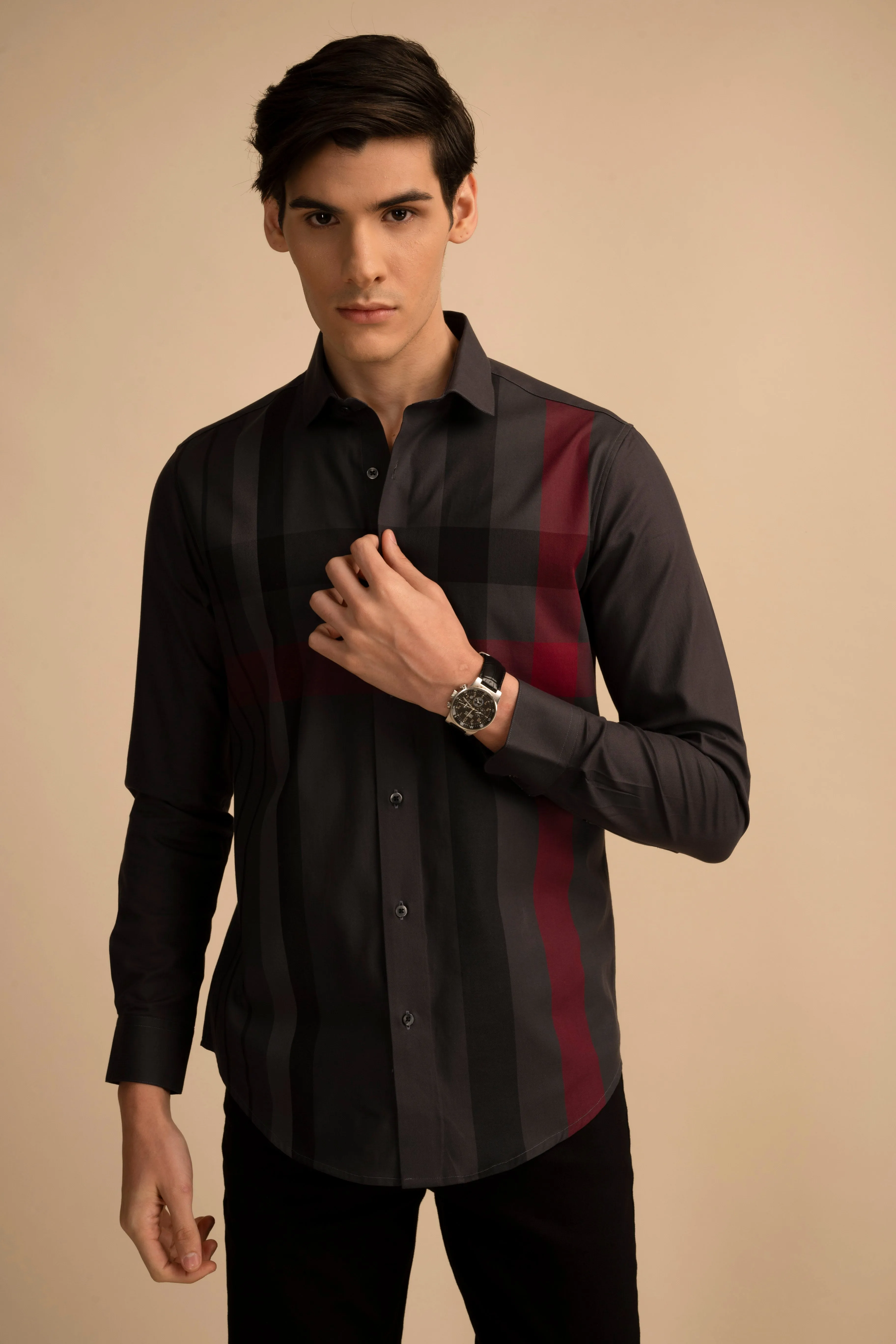 Multi Check Charcoal Shirt EOSS