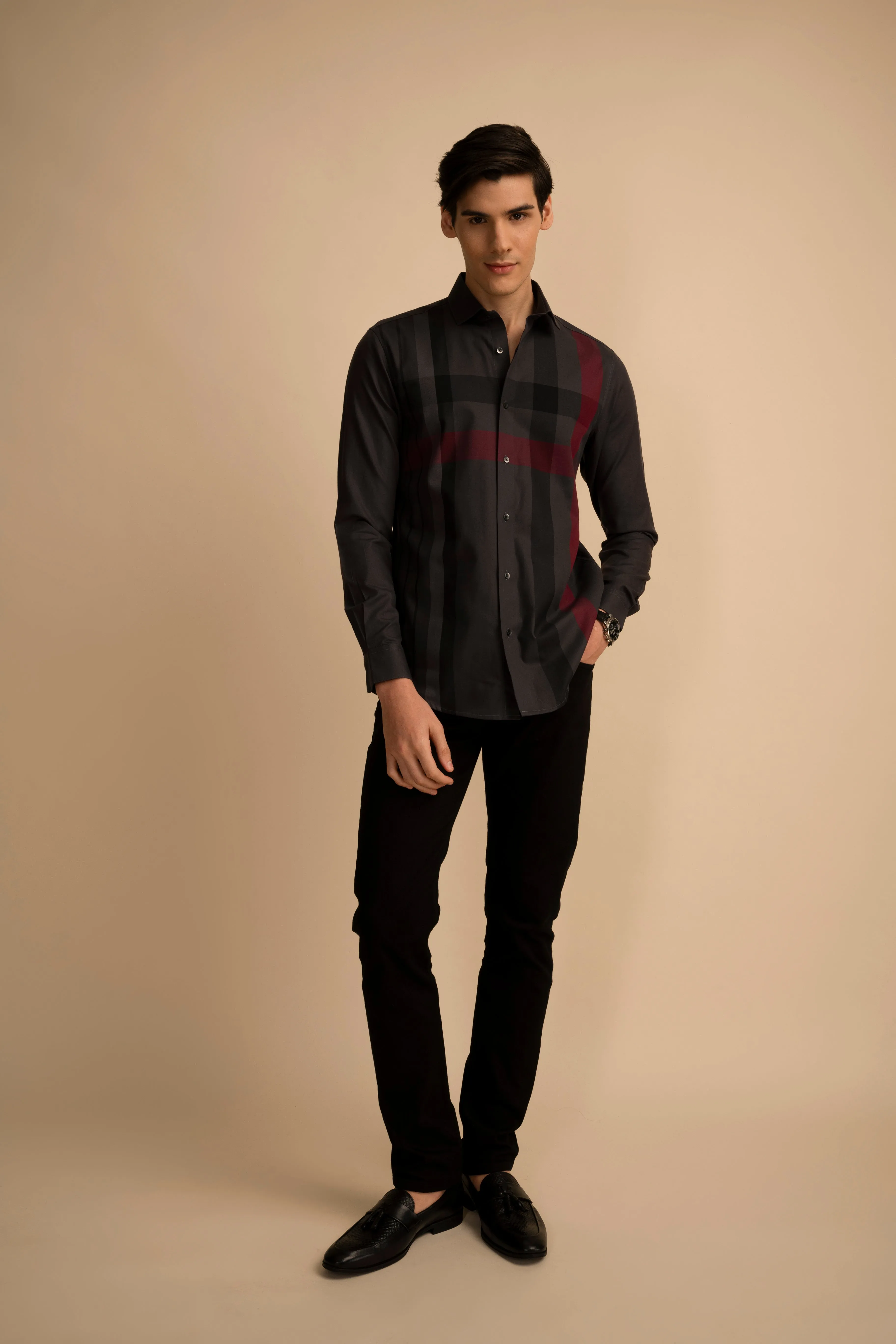 Multi Check Charcoal Shirt EOSS