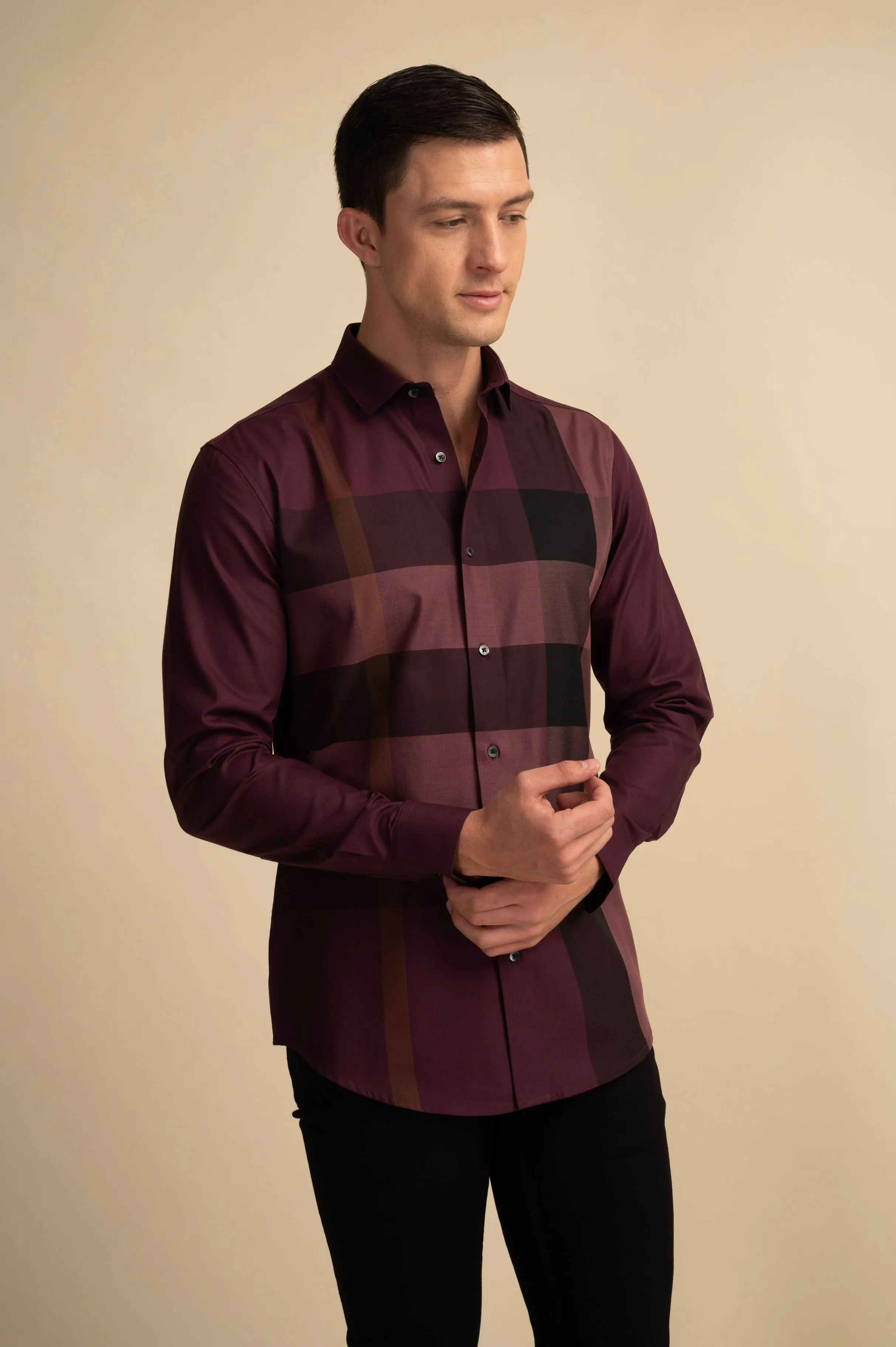 Multi Check Wine Shirt EOSS