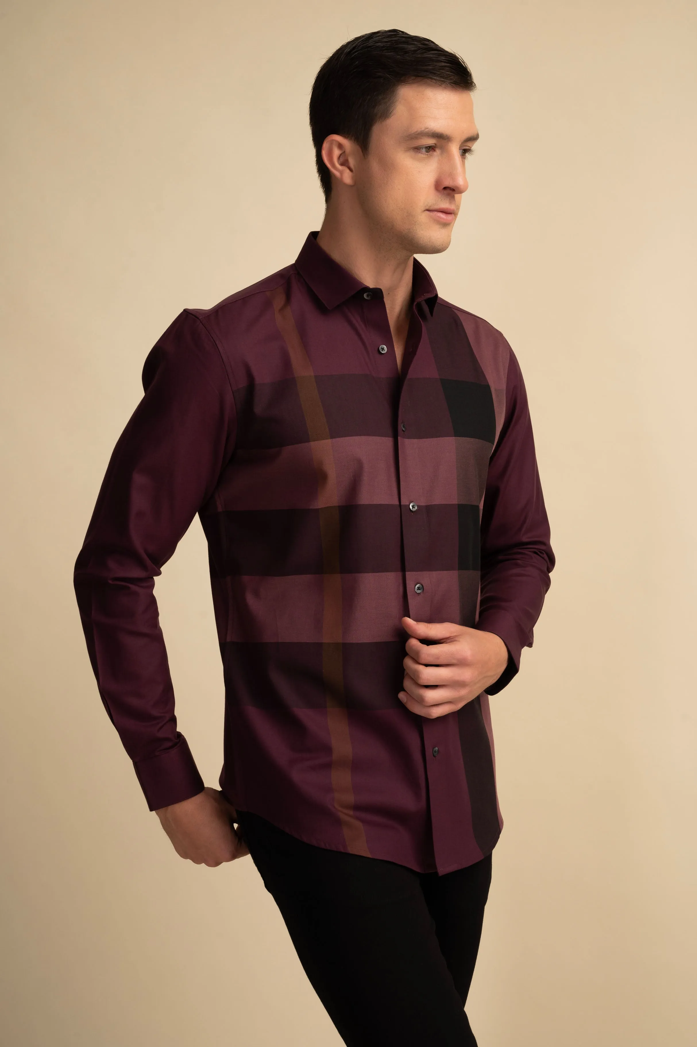 Multi Check Wine Shirt EOSS