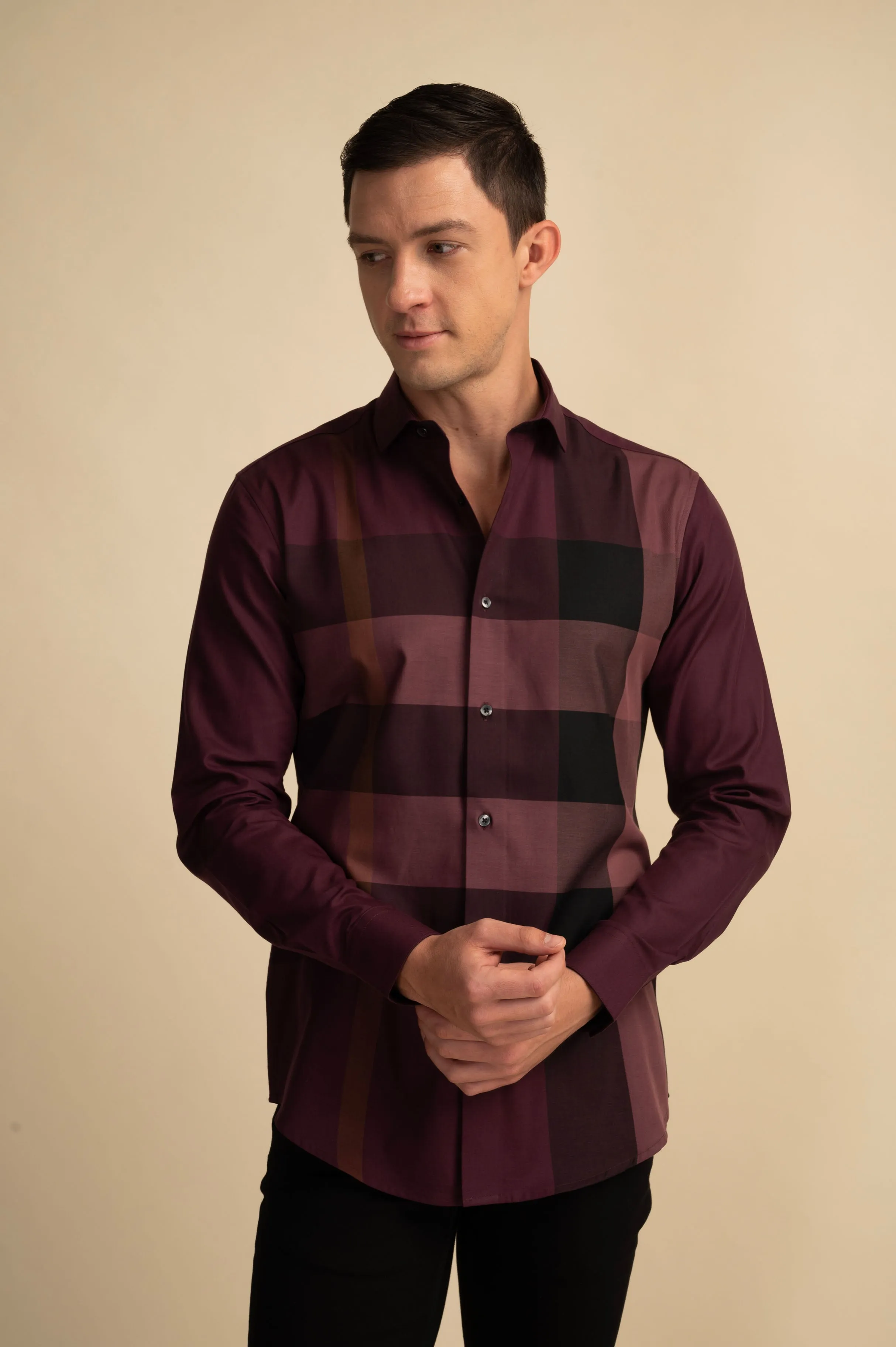 Multi Check Wine Shirt EOSS