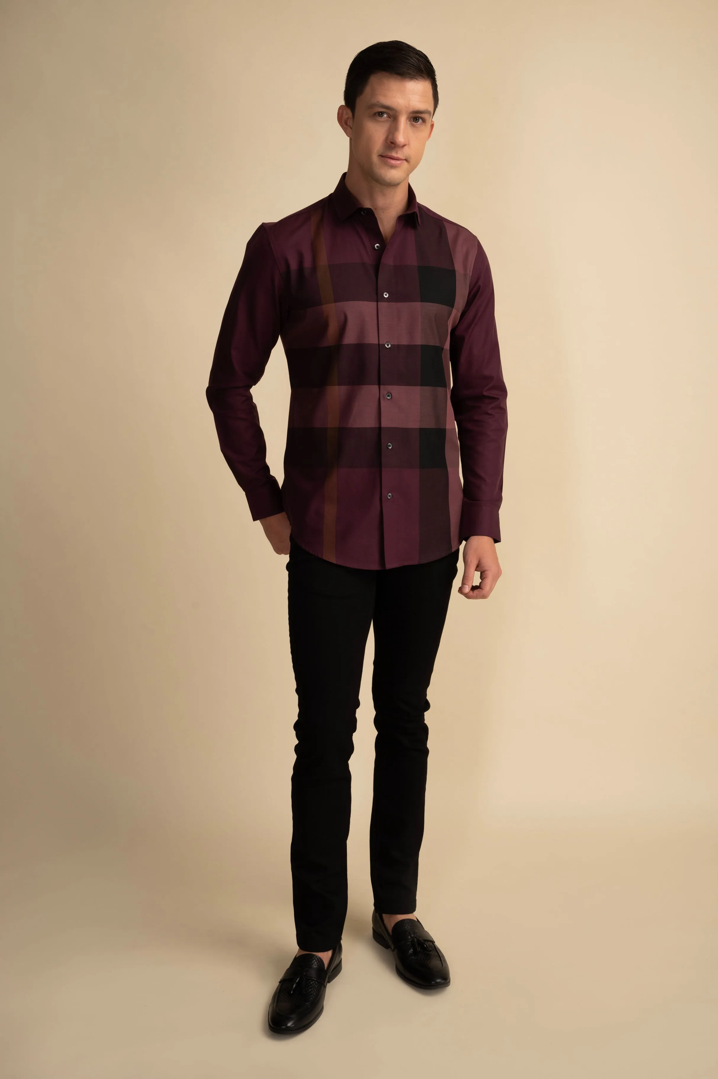 Multi Check Wine Shirt EOSS