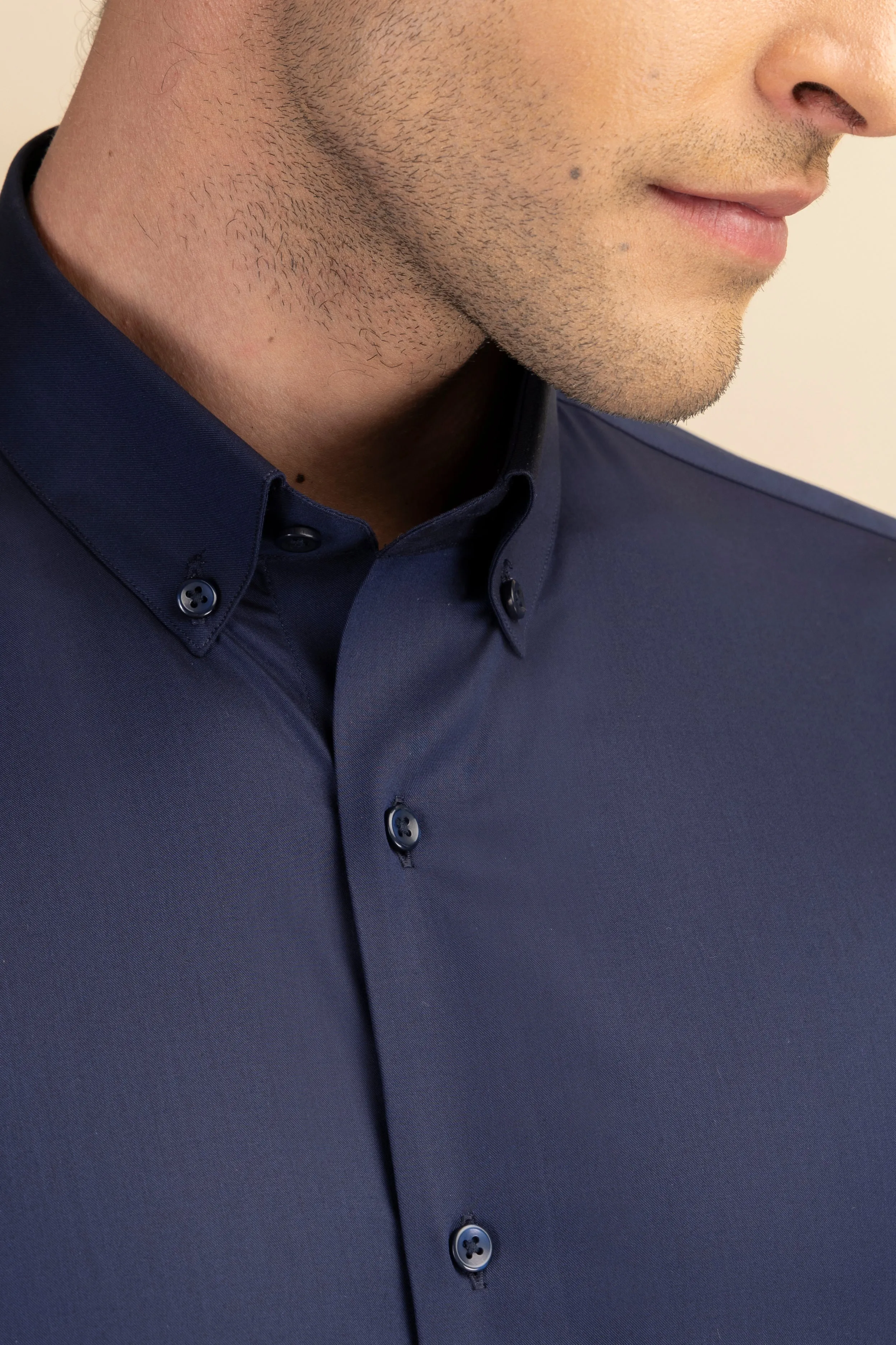 Navy Blue Poplin Solid Shirt