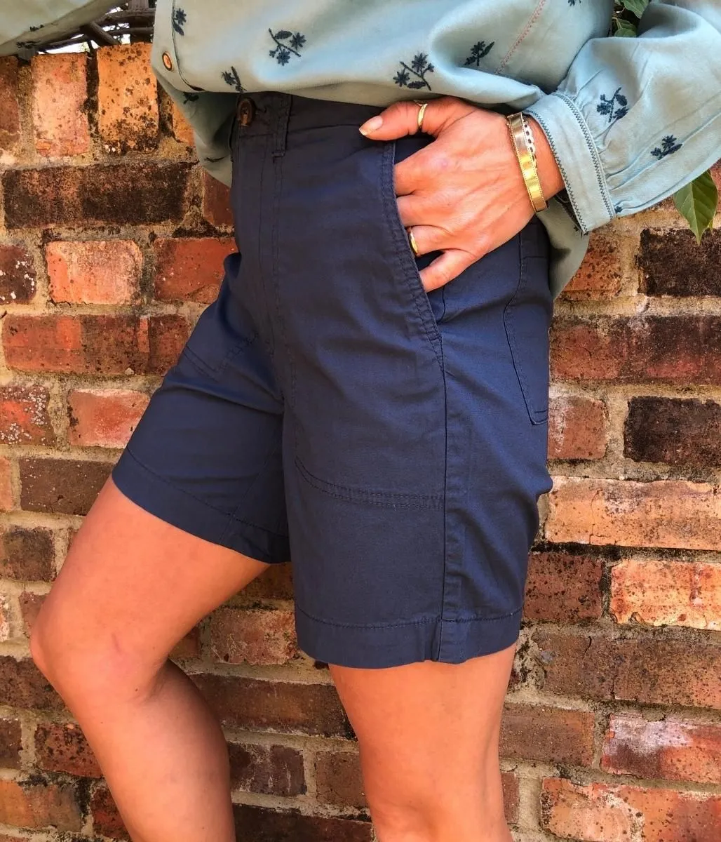 Navy Poplin Shorts