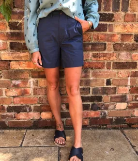 Navy Poplin Shorts