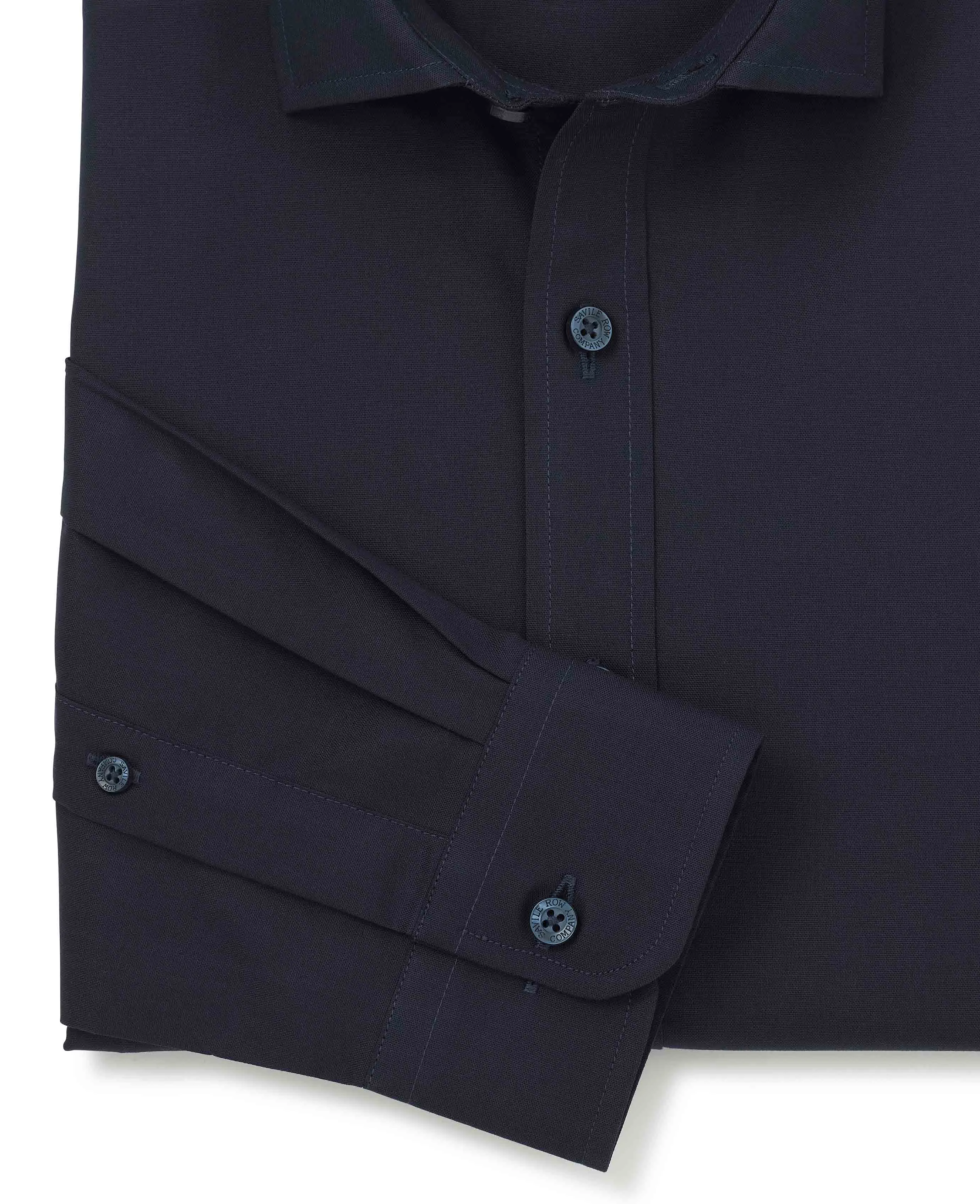 Navy Twill Slim Fit Smart Casual Shirt - Single Cuff