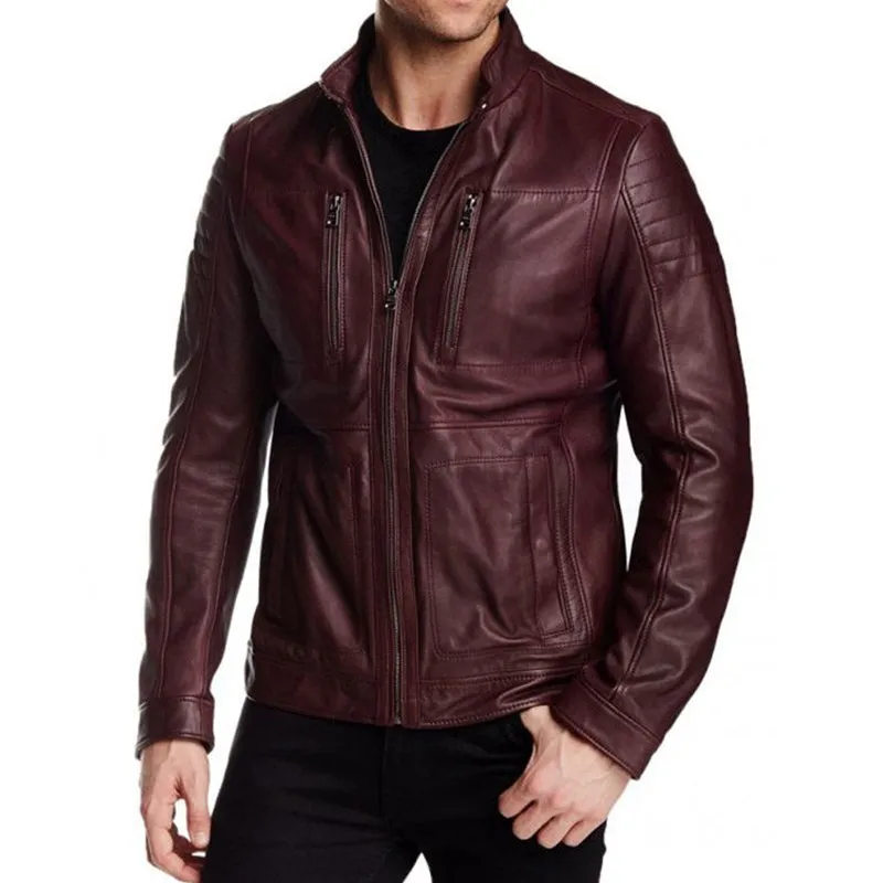 Oliver Red Aviator Cafe Racer Leather Jacket