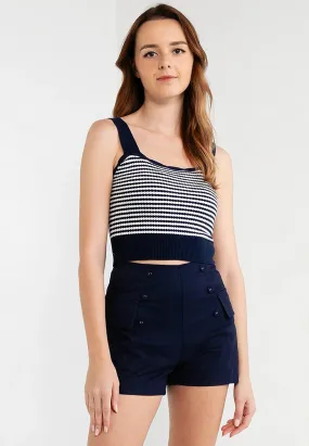 Pinstripe Contrast Strapless Knitted Tank Top