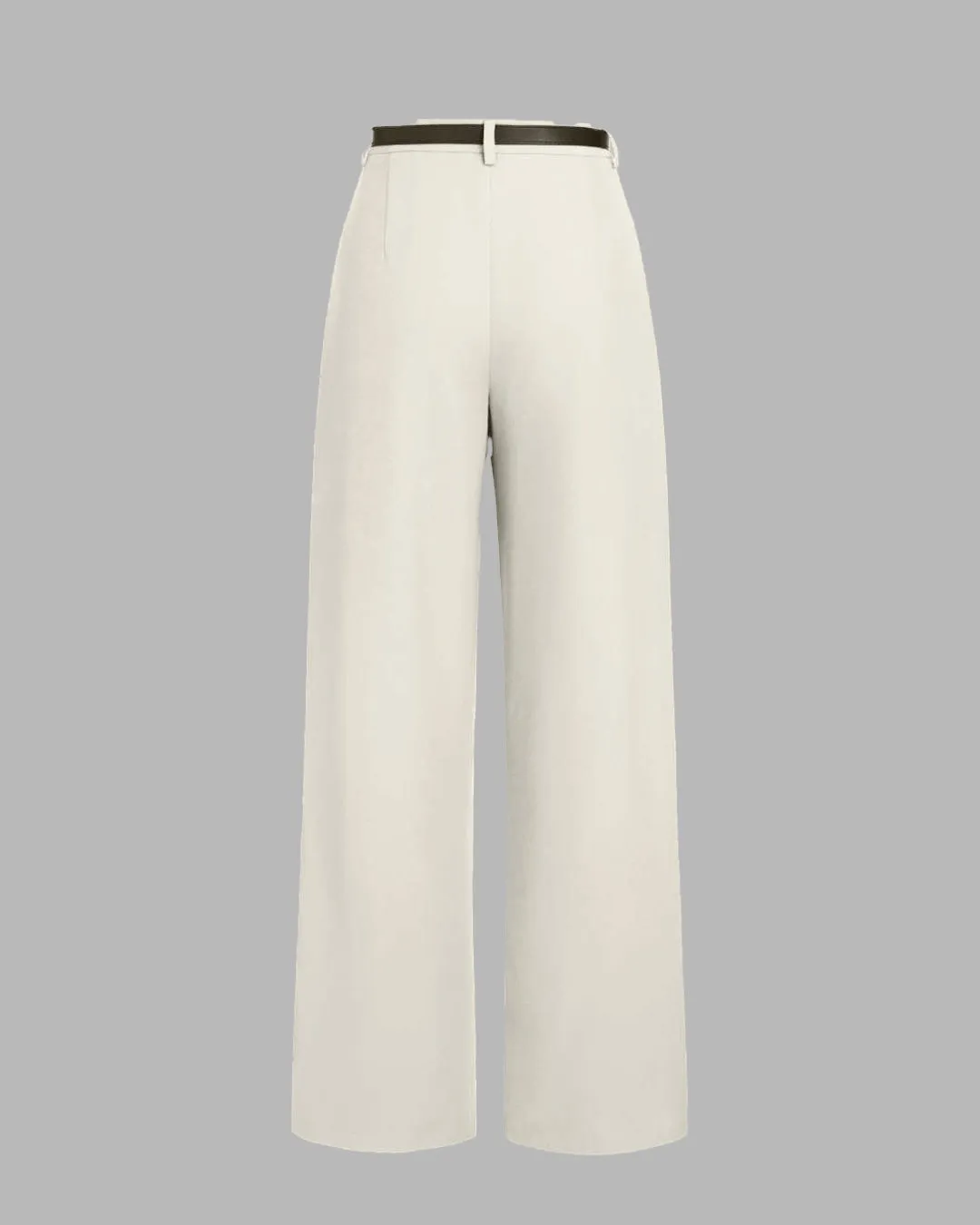 Pleated High Waisted Wide Leg Off-White Trousers