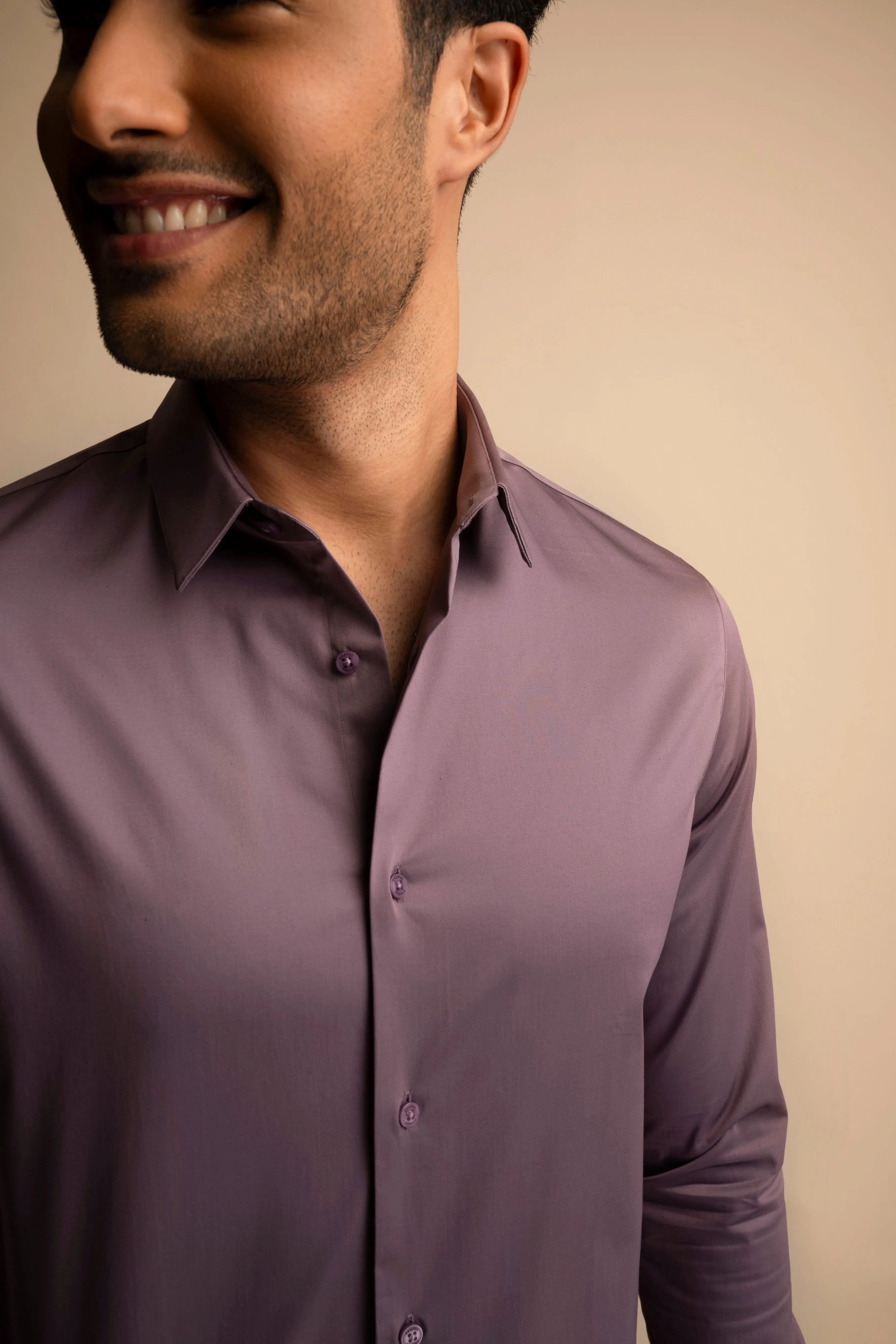 Plum Stretch Satin Shirt