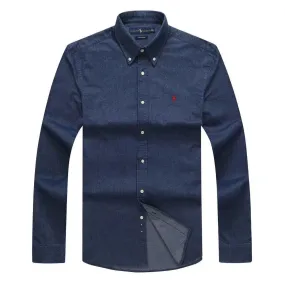 PRL Classic Fit Denim Long sleeve Shirt-Blue