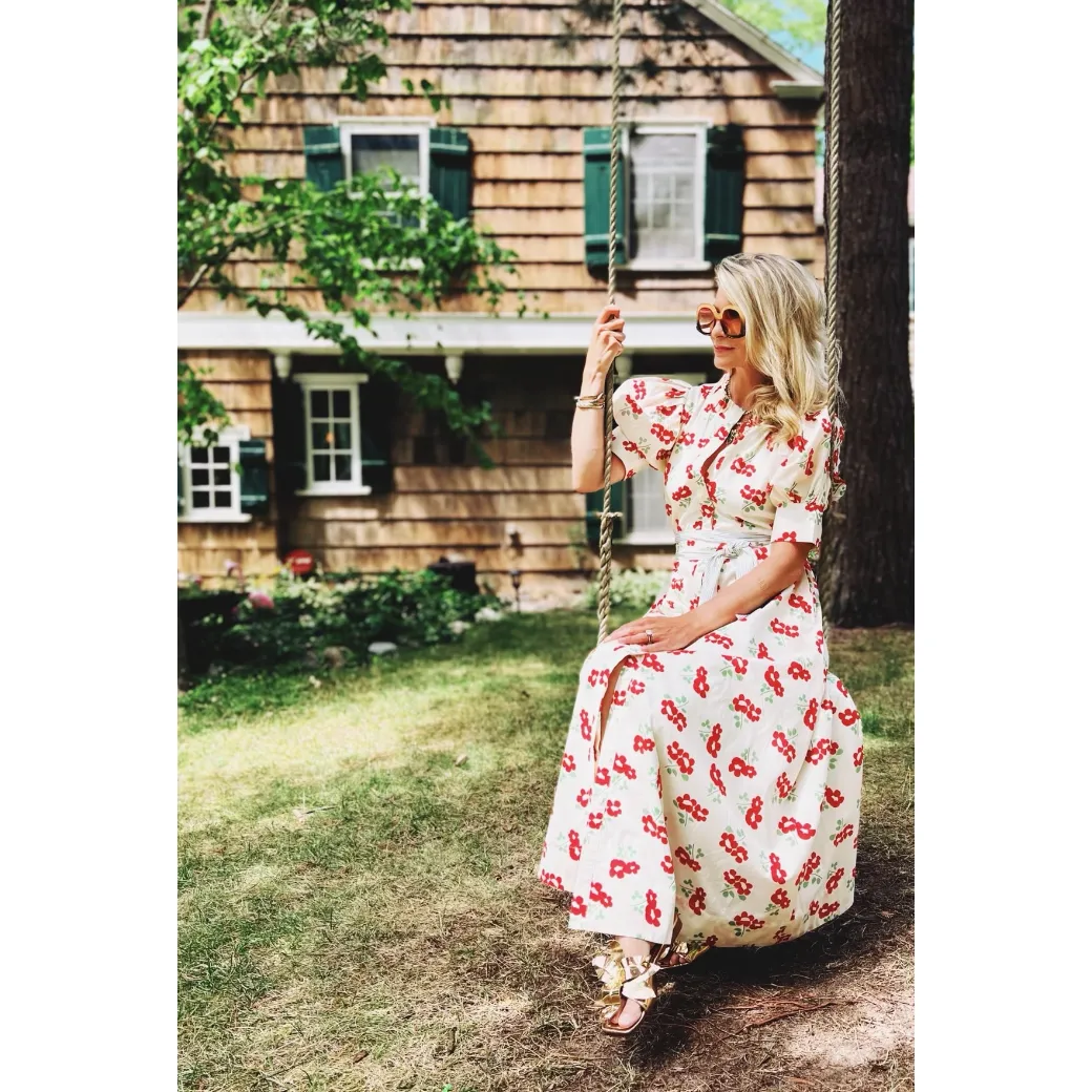 Puff Sleeve Day Gown - MAXI - Rouge Fleur