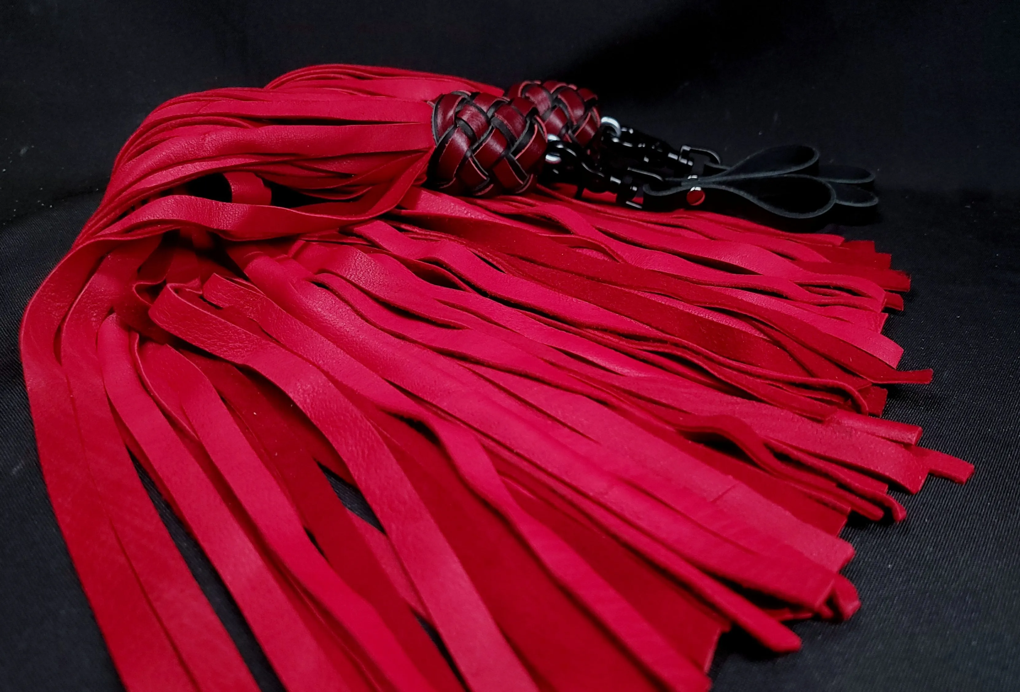 Red  Deerskin Mop Finger Floggers - In Stock