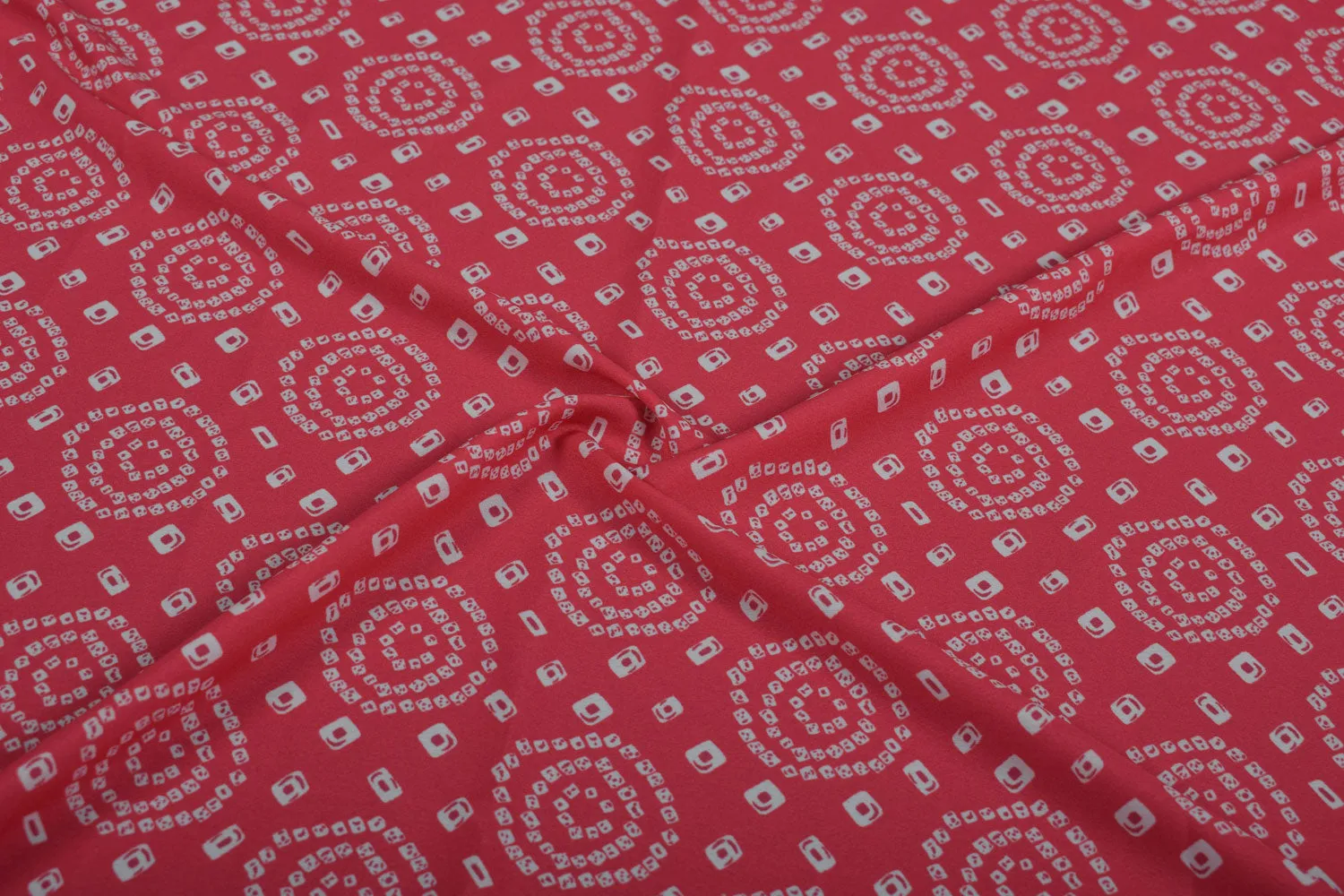 Red Printed Crepe Fabric