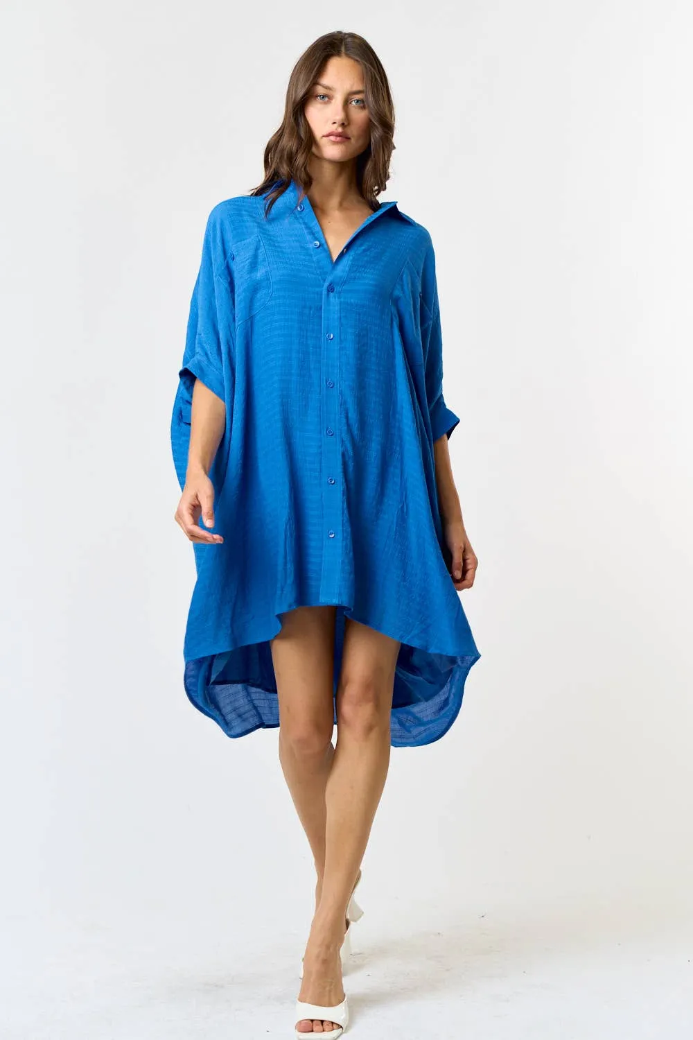 Royal Button Down Shirt Dress