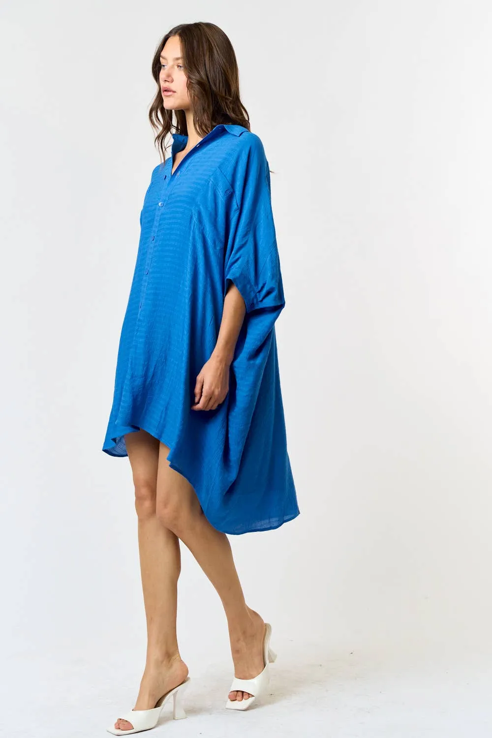 Royal Button Down Shirt Dress