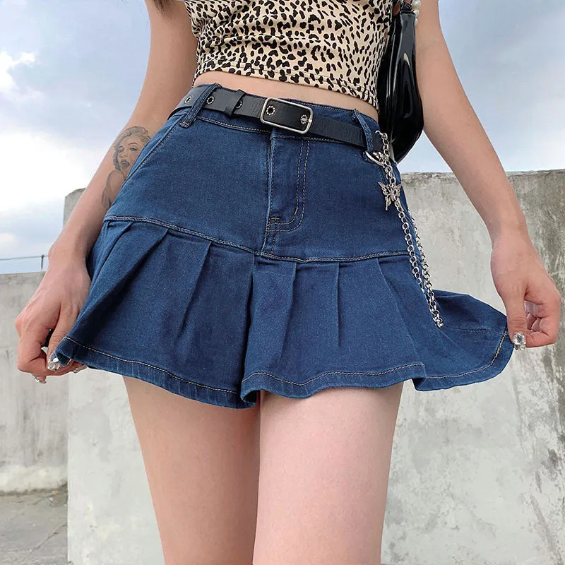 Sexy Ruffle Collar Stretchable Denim Women Summer Korean Trendy Slim Look Skirt Shorts