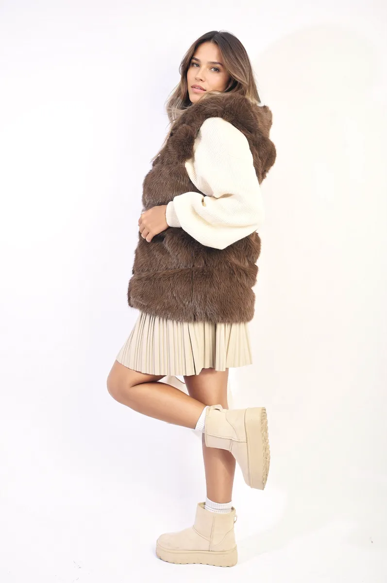 Sleeveless Faux Fur Jacket