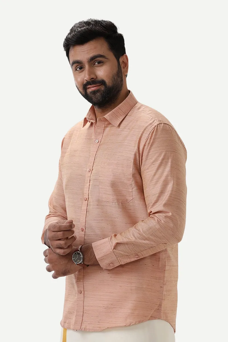 Swaraj - Biscuit Orange Silk Shirts For Men | Uathayam