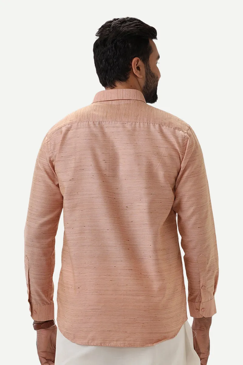 Swaraj - Biscuit Orange Silk Shirts For Men | Uathayam