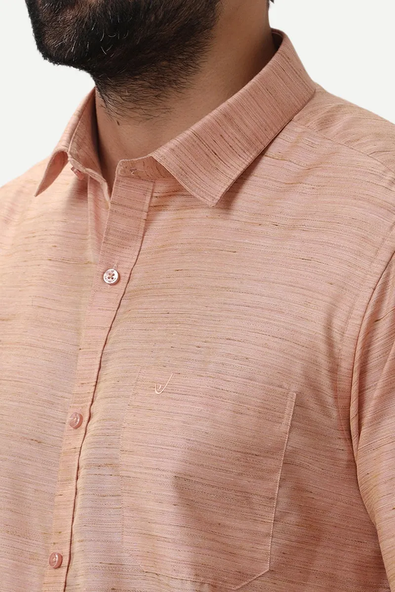 Swaraj - Biscuit Orange Silk Shirts For Men | Uathayam