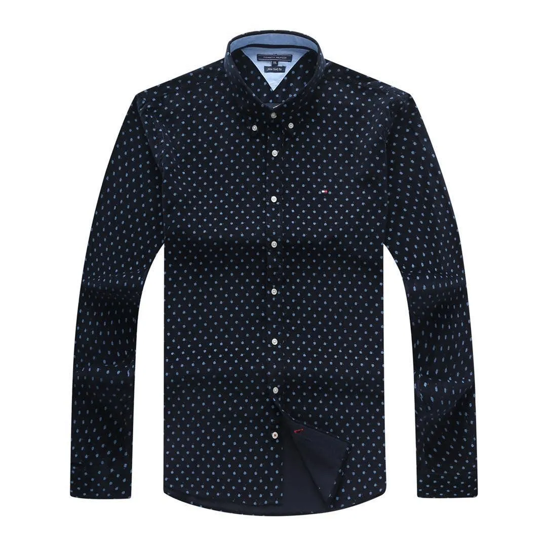 Tommy Hilfiger Classic Deep NavyBlue With Dot Purple Longsleeve Shirt