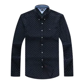 Tommy Hilfiger Classic Deep NavyBlue With Dot Purple Longsleeve Shirt