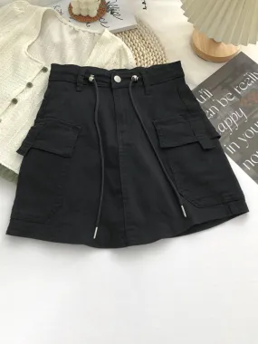 Trendy Y2K Denim Cargo Pocket Mini Skirt