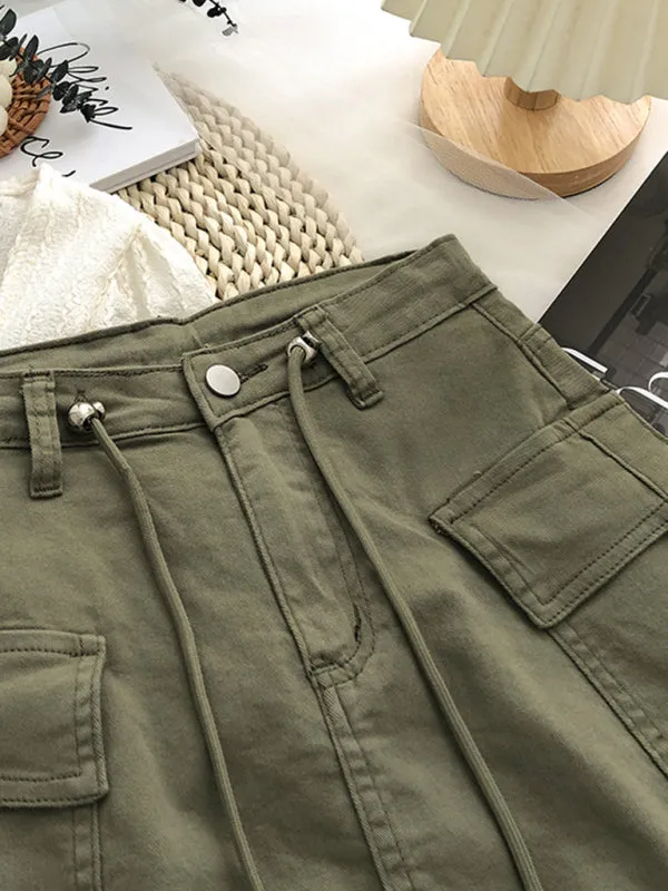 Trendy Y2K Denim Cargo Pocket Mini Skirt