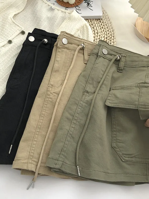 Trendy Y2K Denim Cargo Pocket Mini Skirt